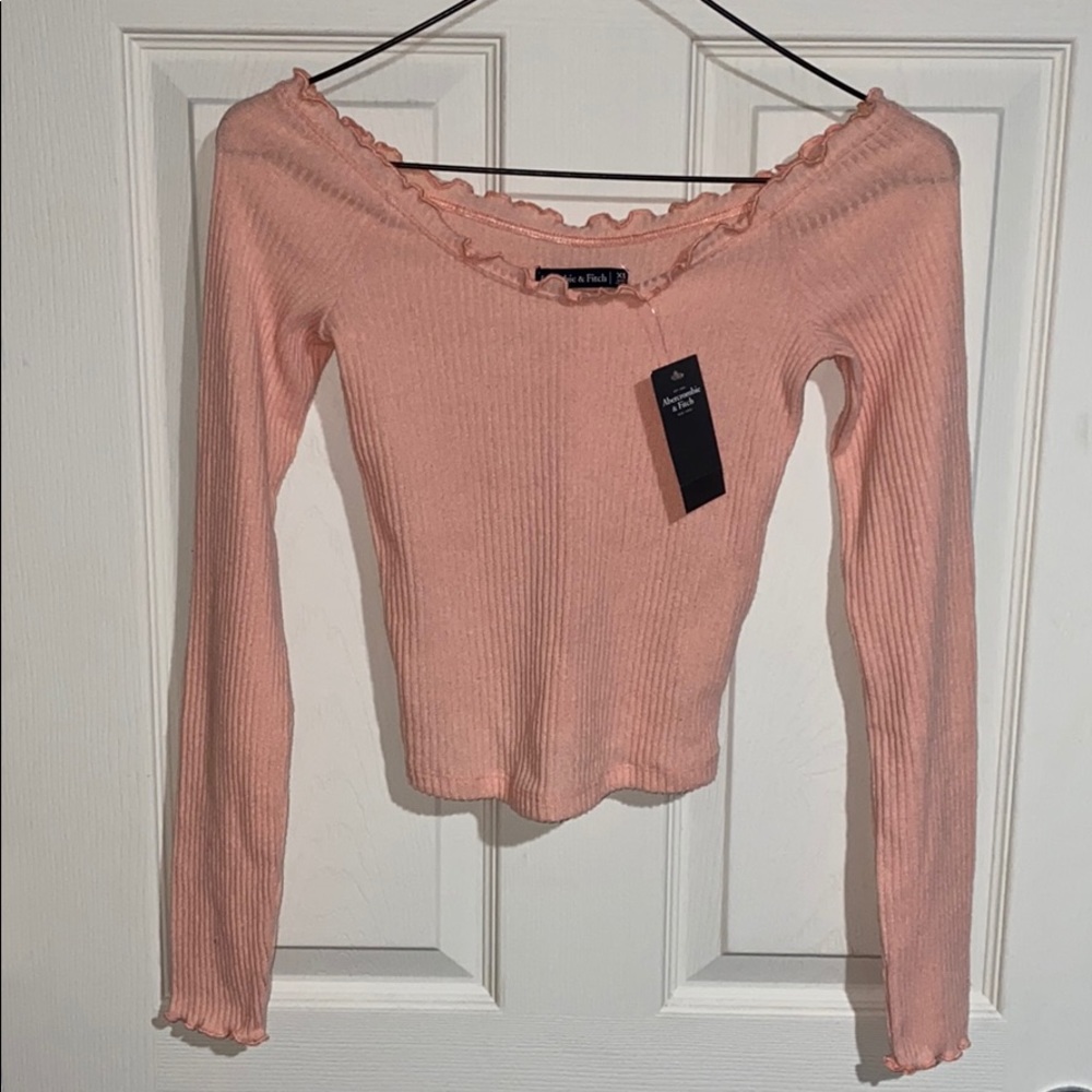 Abercrombie & Fitch Coral On/Off-the-Shoulder Top